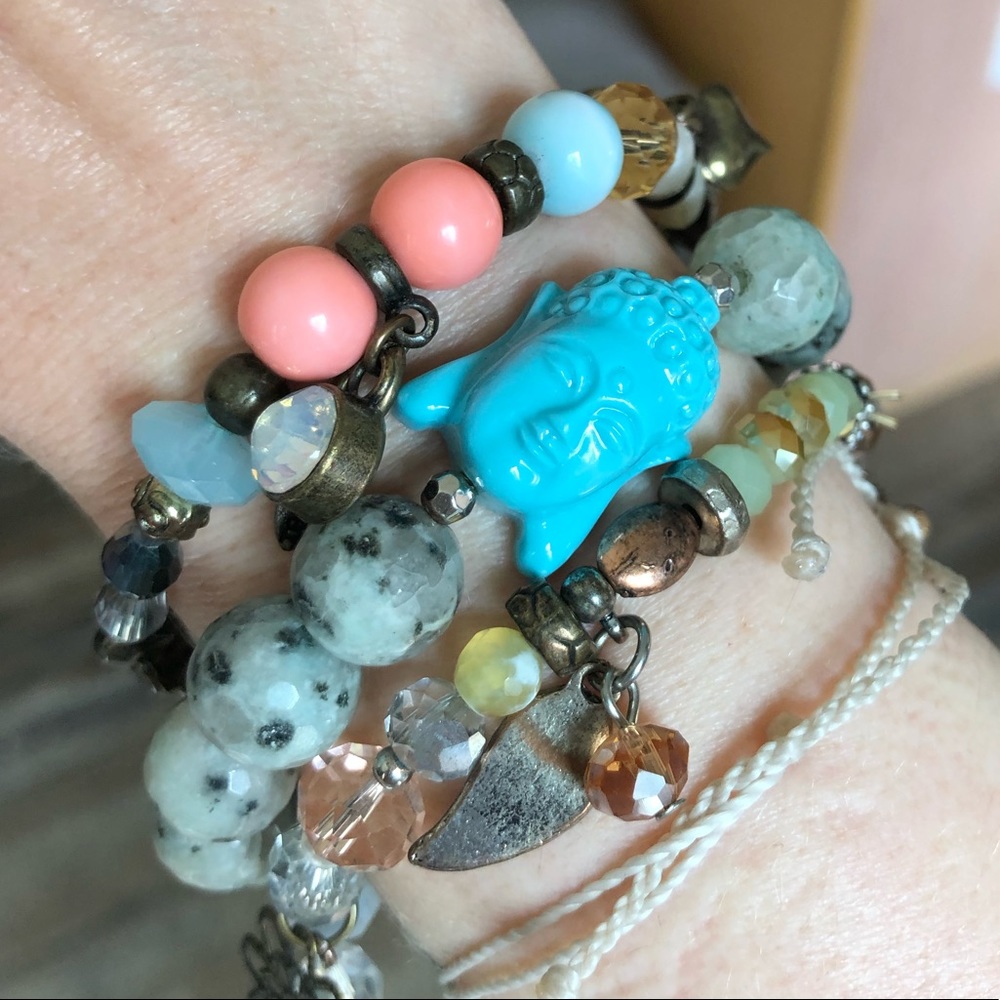 Stackable beaded elastic bracelets - 3